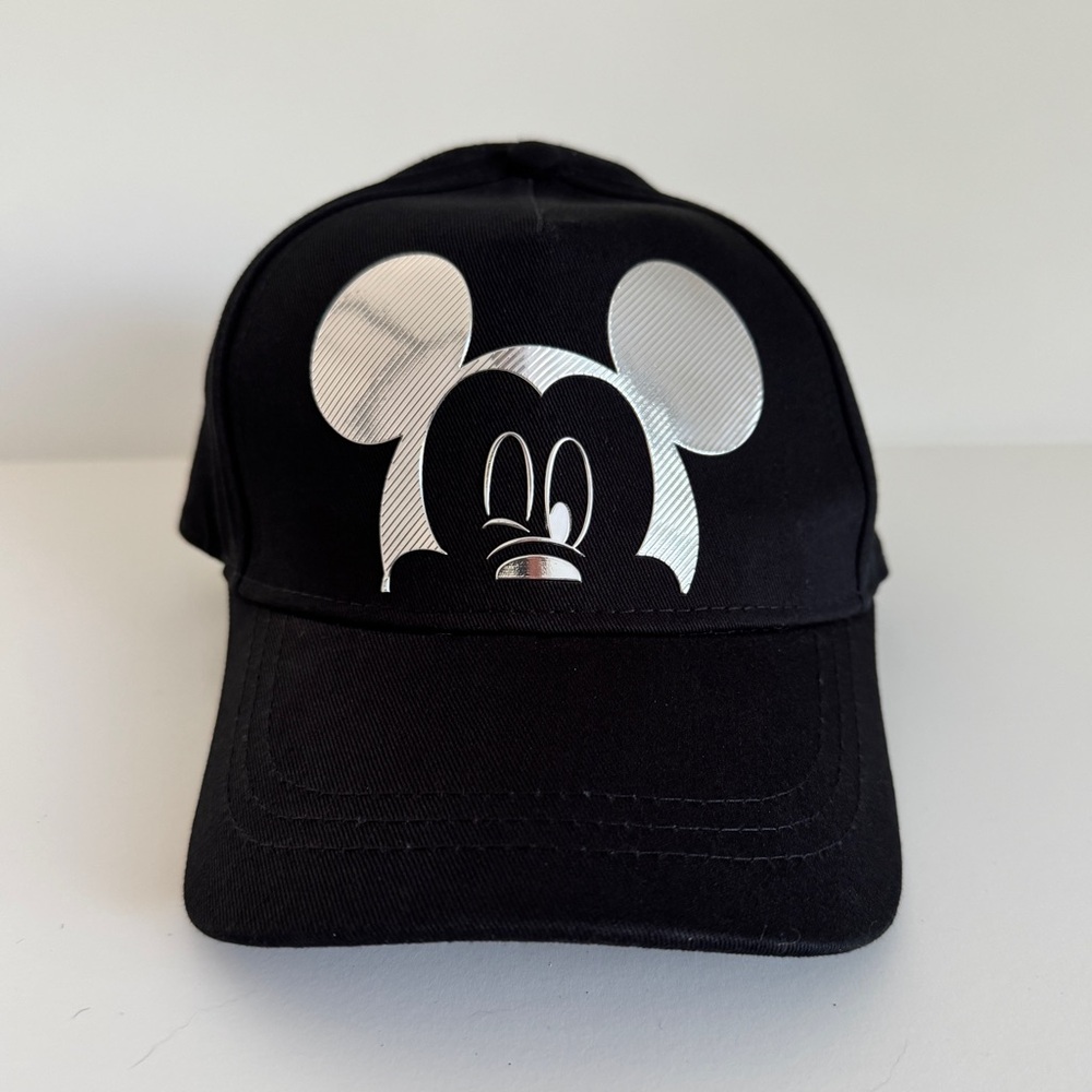 Disneyland Resort Black Hat Cap with Metallic Silver Mickey Mouse